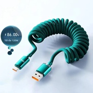 Cáp Sạc Nhanh Ô Tô NNBILI 120W Loại C Sang USB C Lò Xo USB A Cho iPhone 17/16 Samsung Xiaomi Huawei 