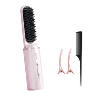 YOTEX หวียืดผมไร้สาย หวีผมตรงไฟฟ้า 2 in 1 หยิกผม&ยืดผม หวีไฟฟ้า ร้อนเร็วใน 30 วินาที ปรับระดับได้ 4