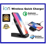 (QI CERTIFICATE) ION 3 Coil 10W Qi Wireless Fast Charger 2 In 1 Fordable Phone Stand Charging Fordab