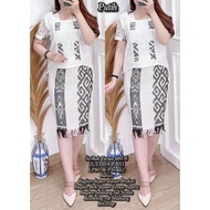 SET ROK BLUS ATASAN BAWAHAN TENUN KOMBINASI BRUKAT