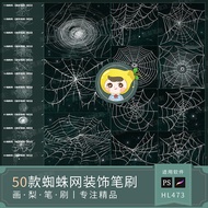 Procreate Brush ps Brush Spider Web Decoration Spider Web Spider Web Hand-Painted Web Painting Hallo