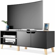 55 Inch TV Stand Media Center Console Center W/Storage Cabinet Black Display Cabinet TV Table Commemoration Day