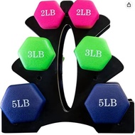 Colorful Hex Vinyl Dumbbells 1–5 LB (0.45–2.3 kg) – Iron Core Non-Slip Hand Weights for Women, Home 