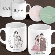 客製化禮物-似顏繪馬克杯-對杯-【贈杯墊】/可加購急件