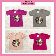 Baju Budak Perempuan Design Kartun Unicorn Tshirt Budak Baju Murah Lengan Pendek