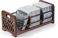 QILICZ CD Stand Wooden CD and DVD Holder, CD Box for Storage, Organiser with Handles, Skeleton Flowe