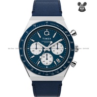 TIMEX TW2W51700 Men's Analog Watch Q Timex Chronograph Quartz 40mm Leather Strap Blue *Original