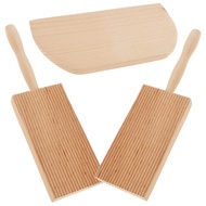 2Pcs Gnocchi Board Set 4.7inch Reusable Gnocchi Paddle Beech Wood Pasta Board with Dough Scraper for
