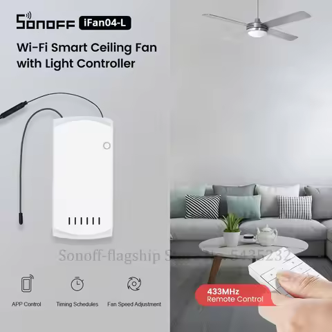 Itead SONOFF iFan04-L Wifi Celling Fan Switch Module Smart Fan Light Controller Support 433Mhz RM433