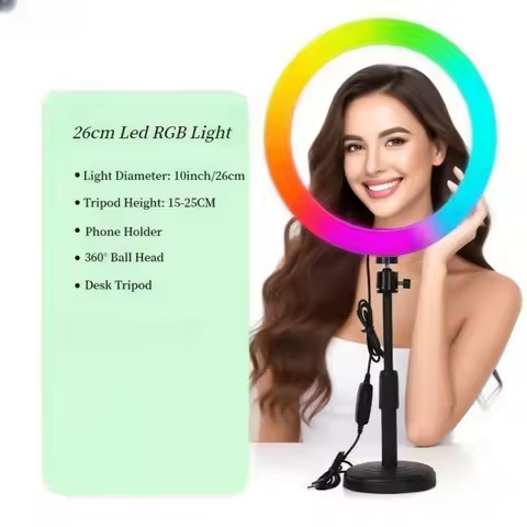 Video Light 10 Inch Rgb Color Rgb Ring Lamp For Phone with Remote Camera Studio Large Light Led USB 