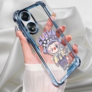 For OPPO A98 5G Case plating silicone TPU cute Back Cover shockproof cartoon transparent phone case 
