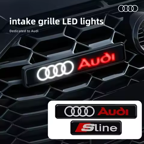 Front Grille Sticker Badge Car Head Grill Emblem LED Light For Audi Sline A6 Q3 A3 B5 B6 B7 B8 B9 Q7