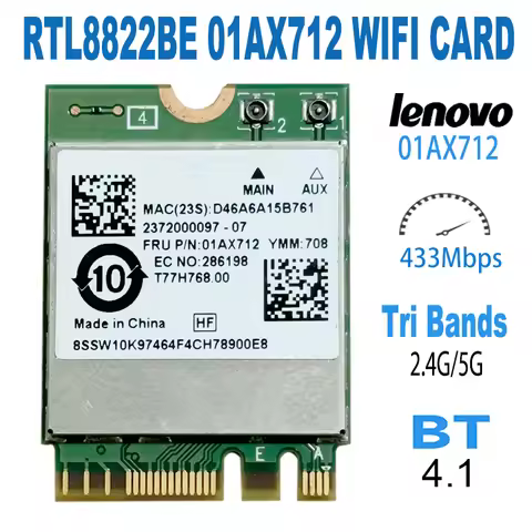 RTL8822BE 802.11AC 2.4GHz 5GHz WiFi Bluetooth 4.1 NGFF Wireless Adapter M.2 WIFI CARD 01AX712 For P5