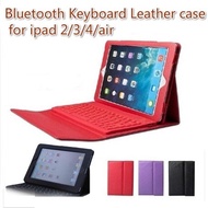 2014 Fashion Bluetooth Wireless Keyboard + Leather Cover Case For Apple ipad 2/3/4/5 air Colour Smart Sleep Flip book blueteeth case