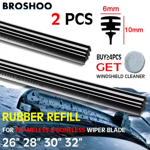 2pcs Universal AAA-Grade Auto Vehicle Insert Soft Rubber Strip (Refill) For Frameless Wiper 6mm 26" 