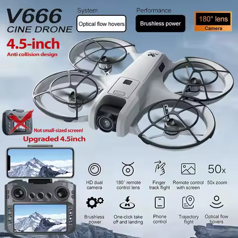 8K HD FPV Camera Drone V666 Brushless Motor Quadcopter - RC Remote Control Aerial Drone for Adults K