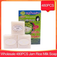 480PCS Handmade Rice Soap Thai Jasmine Rice Collagen Vitamin Skin Control Whitening Bathing Tools Wh