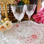 古董手工切割 3D 水晶雕花酒杯果汁杯點心杯香檳杯一對情人節禮物