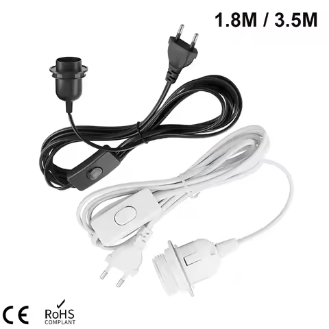 1.8m 3.5m 6m Power Cord Cables E26 E27 Half Teeth Lamp Base Holder With Switch Wire EU Plug For Pend