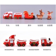New Christmas Elk Snowman Sleigh Deer Car Micro Landscape Snowscape Ornaments Locomotive Car Resin O