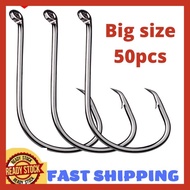 50Pcs Mata Kail Carbon Steel Saiz Besar /Mata Kail Bengkok/ fish Hook