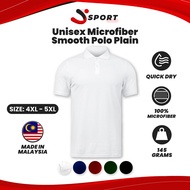 Jsport 4XL-5XL Unisex Microfiber Smooth Polo Plain Shirt Short Sleeve Polo Shirt Collar Shirt Baju J