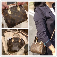 LV sling bag◐Purchasing LV/Louis Vuitton handbags Nano Speedy presbyopic crossbody mini portable pil