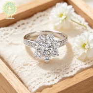 Sunflower Halo Moissanite Engagement Ring, 1ct Round Cut Promise Ring,  Wedding Band for Women