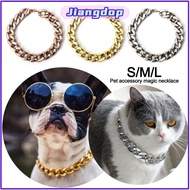 JIANGPH Pet Necklace, Chain Collar Adjustable Chain Dog Collar, Fashion Cat Dog Gold Necklace Gold C