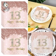 13th Birthday Napkins - 13th Birthday Girl Decorations for Boys and Girls Celebrating Party Annivers