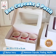 Cupcake Box Contains 6 + Inner | Cupcake Muffin Pudding Cake Box 25x17.5x9 cm Premium Mica Window