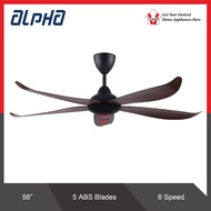 ALPHA VANNUS LUNA 5B/56- BLACK WALNUT CEILING FAN 56" WITH DC MOTOR