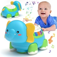Baby Crawling Toy Elephant Musical Sensory Sound Toy with Star Projection and Lights for 1-2 Year Ol