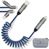 Multi Charging Cable - Versatile 6-in-1 Universal Fast Charging Cable, Adjustable Length Coiled Cabl