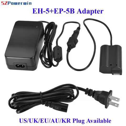 Powerwin EN-EL15 EH-5 EP-5B Camera Adapter EH5 EP5B Dummy Battery AC Power Supply for Nikon 1 V1 D72