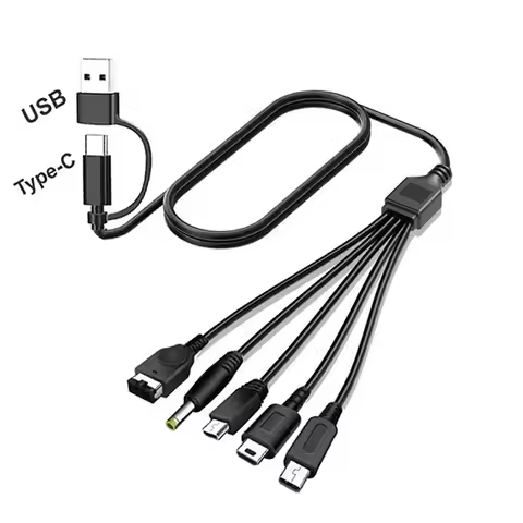 5 in 1 USB Type C Fast Charging Cord For NEW 3DS XL NDS Lite NDSI LL WII U Charger For GBA For PSP 1