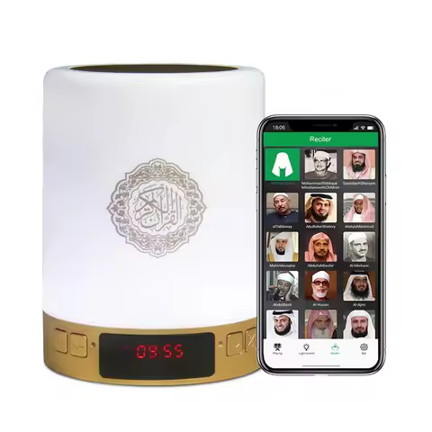 ZAN Clock Speaker Portable Islamic Quran Night Light Gift 16G Memory Card Veilleuse Coranique Mp3 Pl