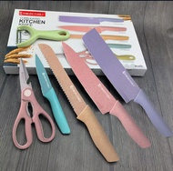 MURAH !! PISAU DAPUR SET 6 IN 1 Multicolor Kitchen Knife Set/