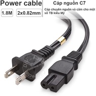 Power cord No. 8, 1 round side, 1 square side, American style, 1.8 meters - 1-15P to C7 power cable