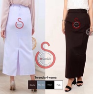 Rok span belah belakang kantong samping smp sma smk empat varian warna cokelat abu hitam putih rok s