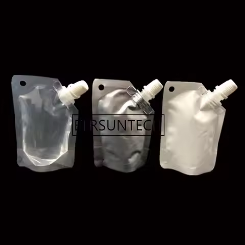 500pcs/lot 50ml Stand Up Drinking Package Transparent Pout Bag White Doypack Spout Pouch Bags For Be