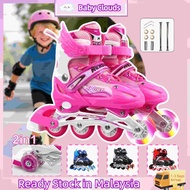 ☁️Roller skate shoes murah bag kasut roda perempuan quad skate kids inline skate flash mermaid gift