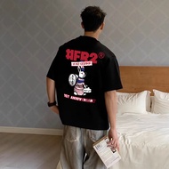 Ready Stock FR-2 Japan Osaka Cartoon Rabbit Print Male and Female Couples Retro 100% Cotton Loose Cr