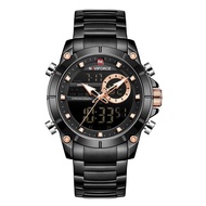 Naviforce นาฬิกาข้อมือผู้ชาย สปอร์ตแฟชั่น NF9163 หน้าปัดกลม สายสแตนเลส กันน้ำ ระบบดิจิตอล+อนาล็อก