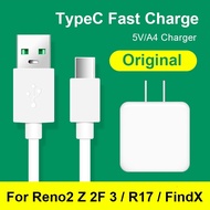 VOOC Type C Fast Charger + USB Cable 5A For Oppo R17 R17pro A9 2020 F11 F9 Reno 2 Z 2F 3Pro Realme5 