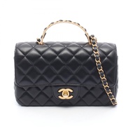 【二手】香奈兒 (Chanel) 絎縫TOP雙肩包 AS4408 黑色羊皮迷你TOP手提雙肩包