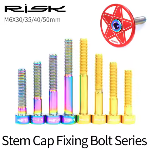 RISK Bicycle Stem Cap Fixing Bolt Countersunk Screws Titanium M6x30/35/40/50mm Mountain Bike MTB Roa