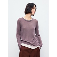 Whale Cloud Soft 0 Pressure 100 Wool Base Shirt เสื้อยืดแขนยาวผู้หญิง สลิมฟิต ฤดูใบไม้ร่วงสวมใส่ด้าน