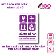 Set 8,000c IGO Fragile Goods Decal size 4 x 6 cm Purple