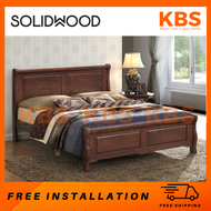 (FREE Installation+Shipping) KBS Aveyy FULL SOLID WOOD Bed Frame / Katil Kayu Solid / KING / QUEEN / SUPER SINGLE / SINGLE SAIZ / COLOR Natural / White / Dark Brown /
